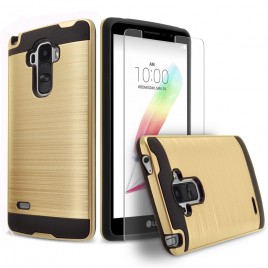 LG G Stylo, LG Stylus Case, 2-Piece Style Hybrid Shockproof Hard Case Cover with [Premium Screen Protector] Hybird Shockproof And Circlemalls Stylus Pen (Gold)